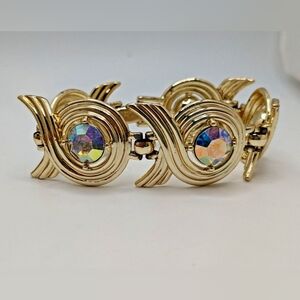 Sarah Coventry Vintage 1960s Gold Bracelet with Aurora Borealis Stones